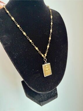 Brassy/Gold Buddha Necklace - 16” Length with 4” Extender Chain
